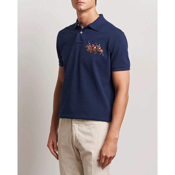 NWT Polo Ralph Lauren Solid Tipping Match Pony Mesh Navy Custom Slim Fit XL